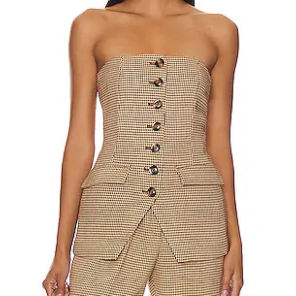 Favorite Daughter the Phoebe Bustier toffee houndstooth
